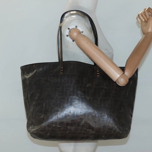 FENDI Zucca Canvas Tote Bag Black Brown Auth 121138 - Picture 3 of 16